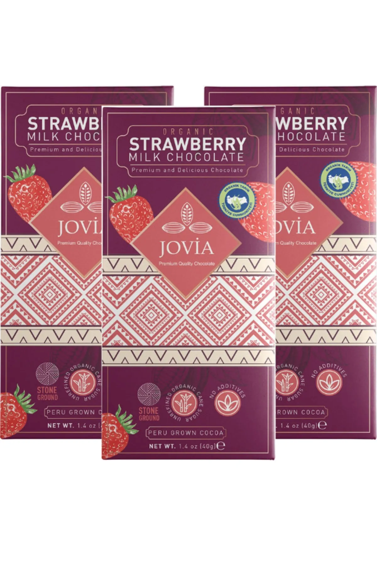 Organik Sütlü Çilekli Çikolata 3'lü Avantajlı Paket