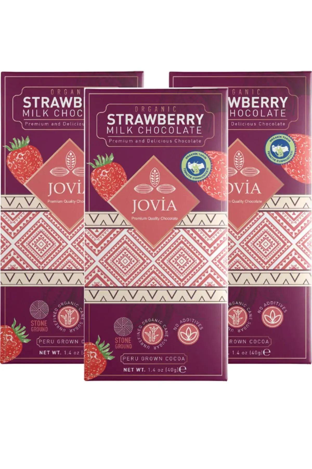 Organik Sütlü Çilekli Çikolata 3'lü Avantajlı Paket