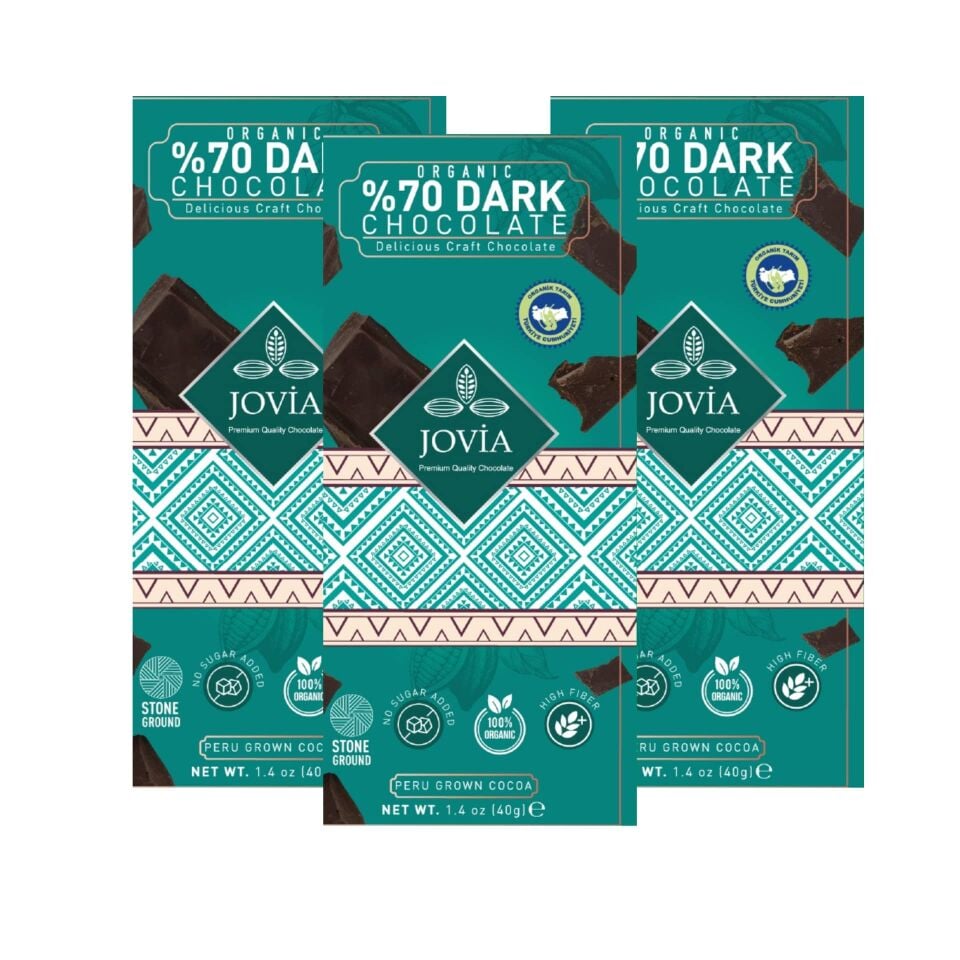 Organik %70 Bitter Çikolata Şekersiz 3'lü Avantajlı Paket