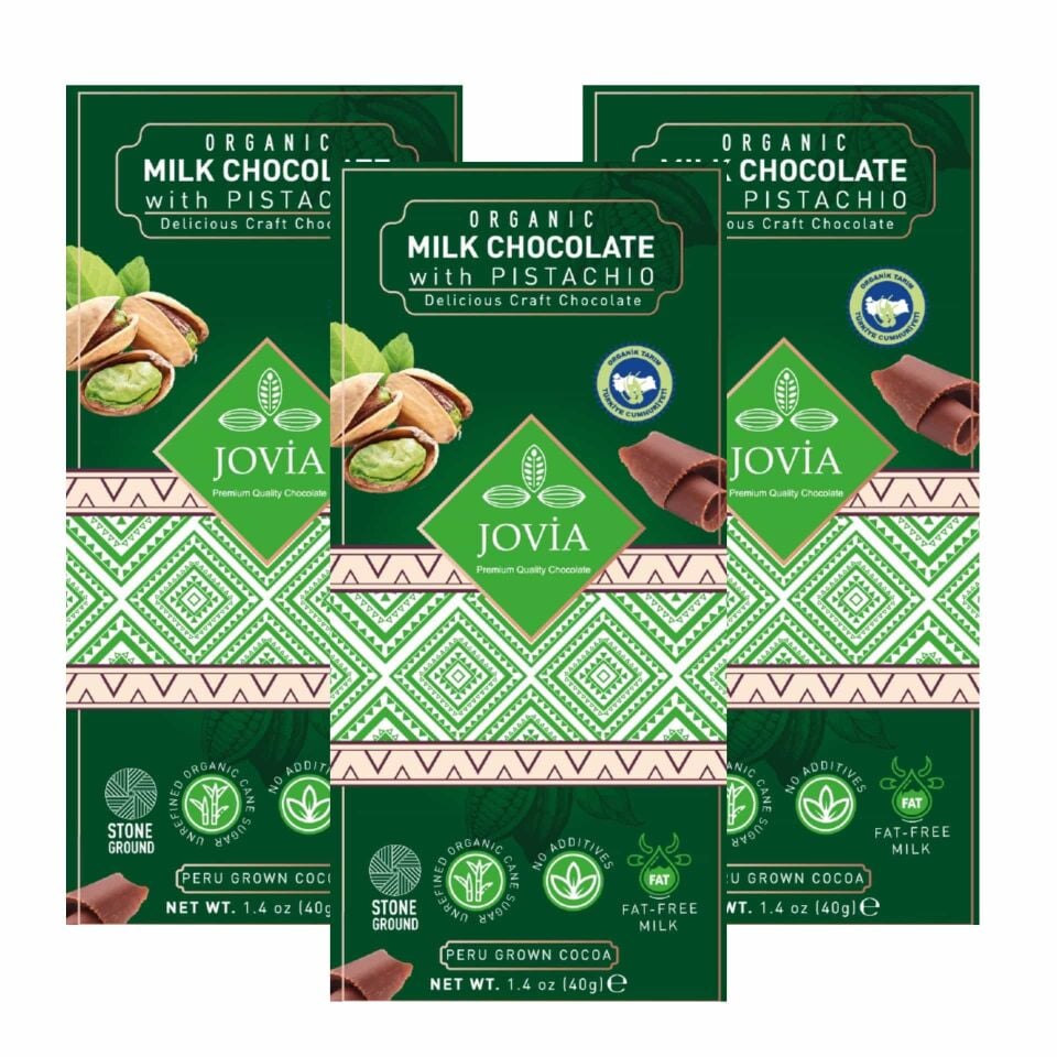 Organik Sütlü Çikolata-Antep Fıstıklı 3'lü Avantajlı Paket