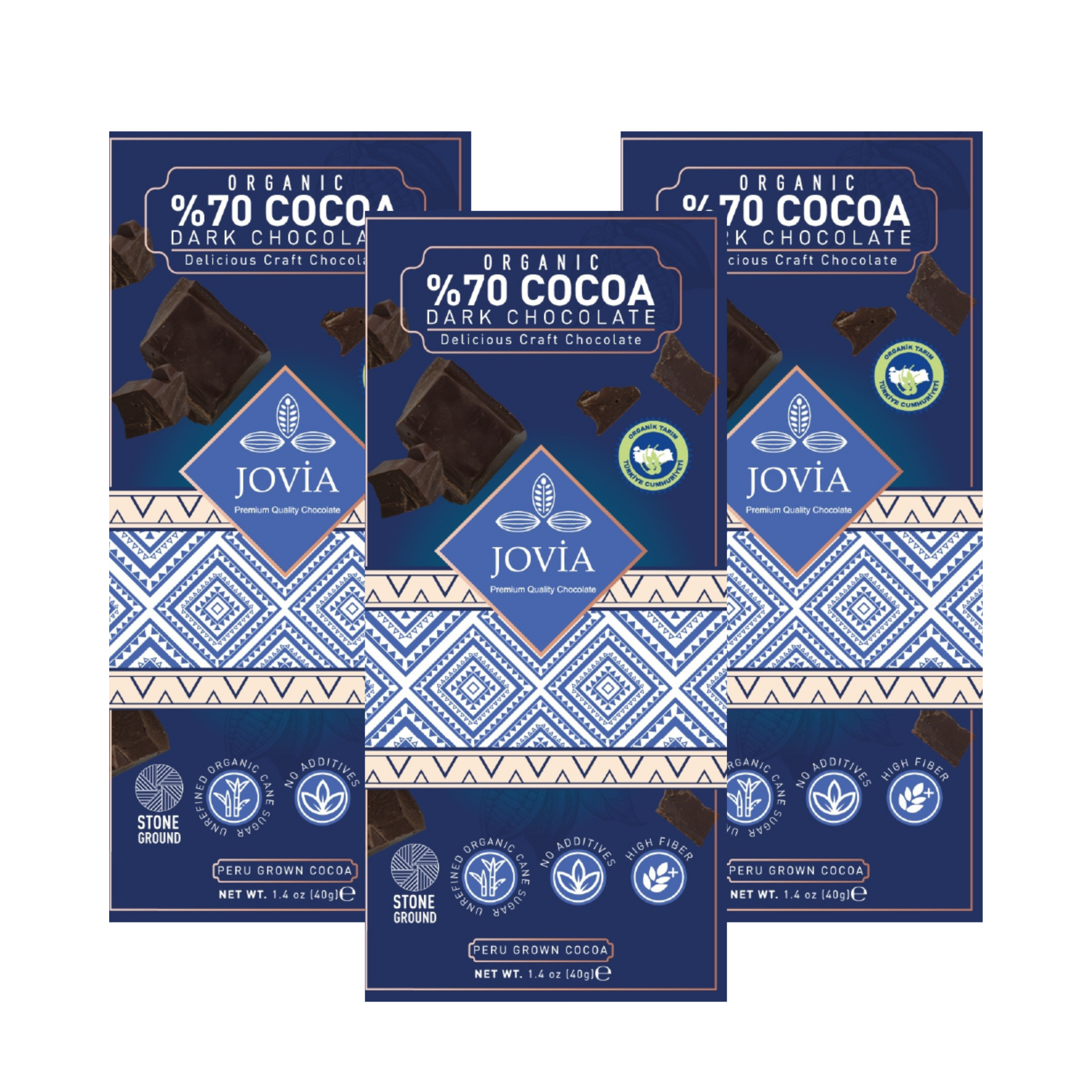 Organik %70 Bitter Sade Çikolata 3'lü Avantajlı Paket