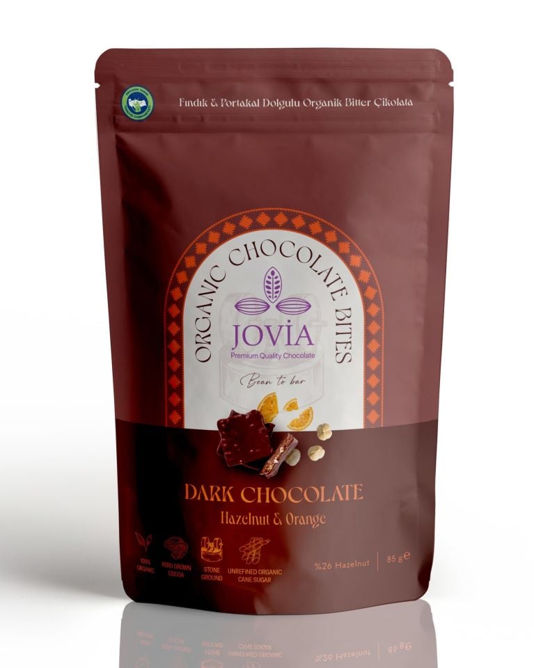 Fındık ve Portakal dolgulu Organik Bitter Çikolata